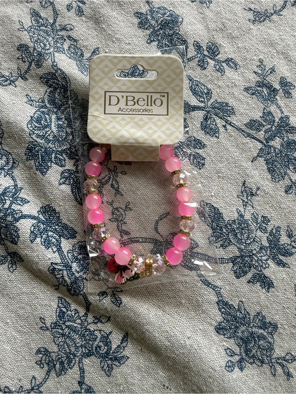 Pink Beaded Bracelet with Crystal Accents